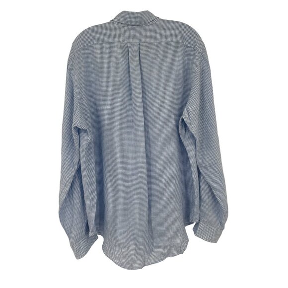 Ralph Lauren Mens Classic Fit Blue Gingham 100% Linen Shirt Size Large - Picture 4 of 6